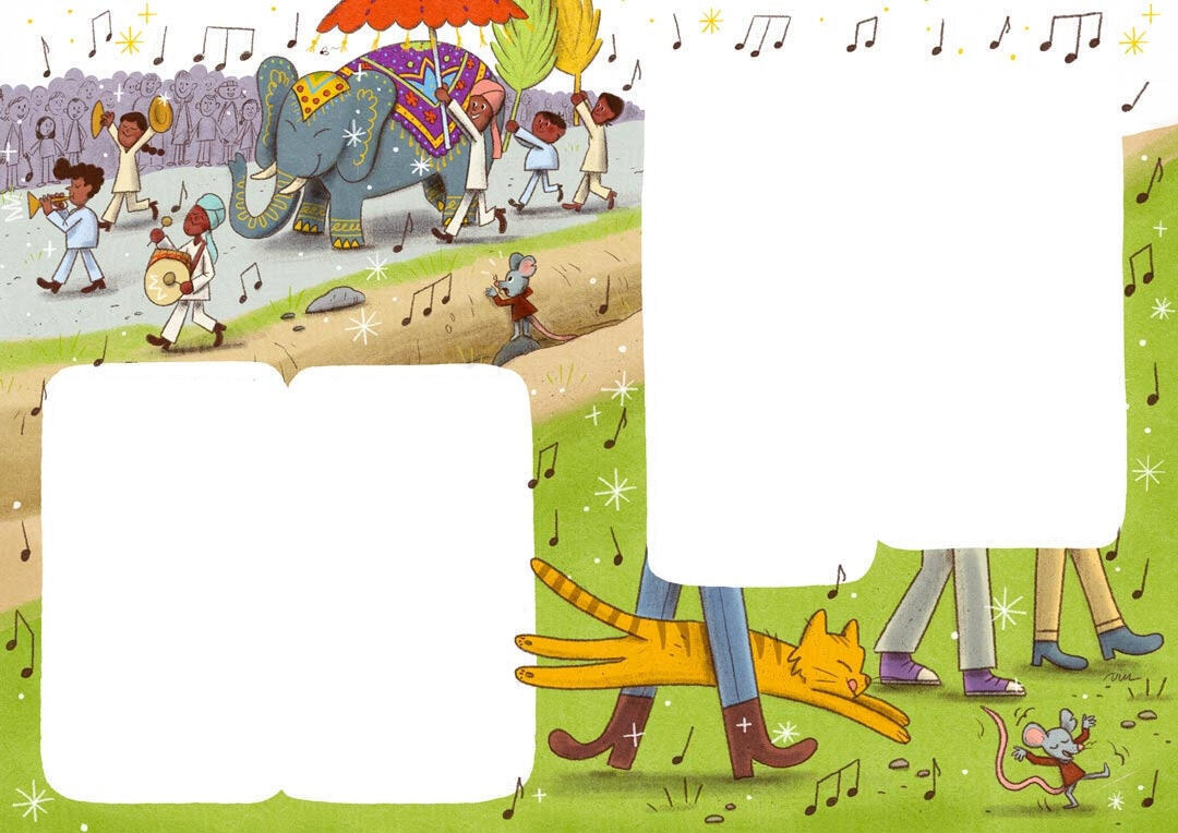 The Rat and the Elephant spread page for Storytime Magazine, 2025