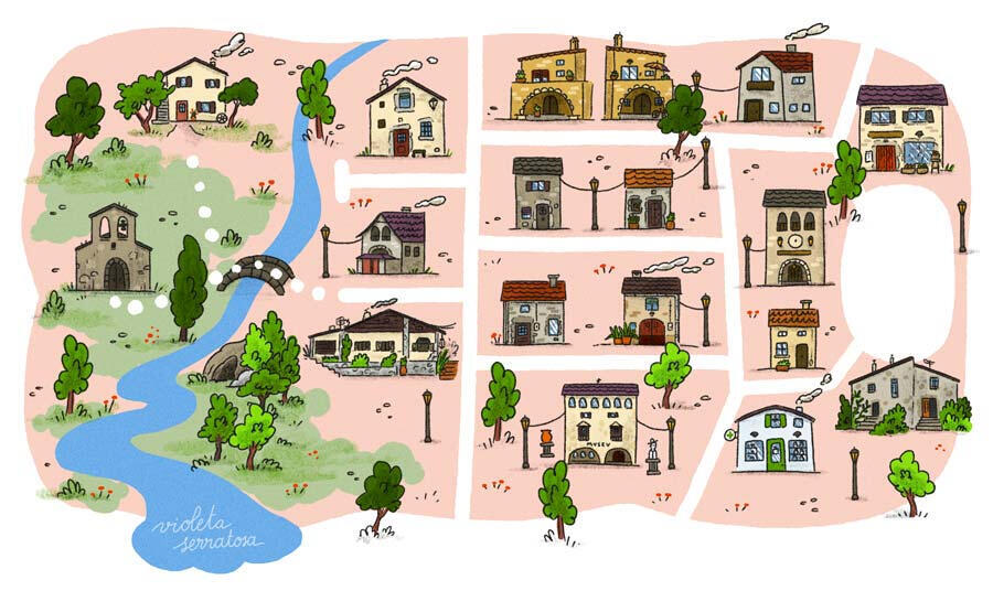 Map for La Colla del Nas Fi. BindiBooks, 2025