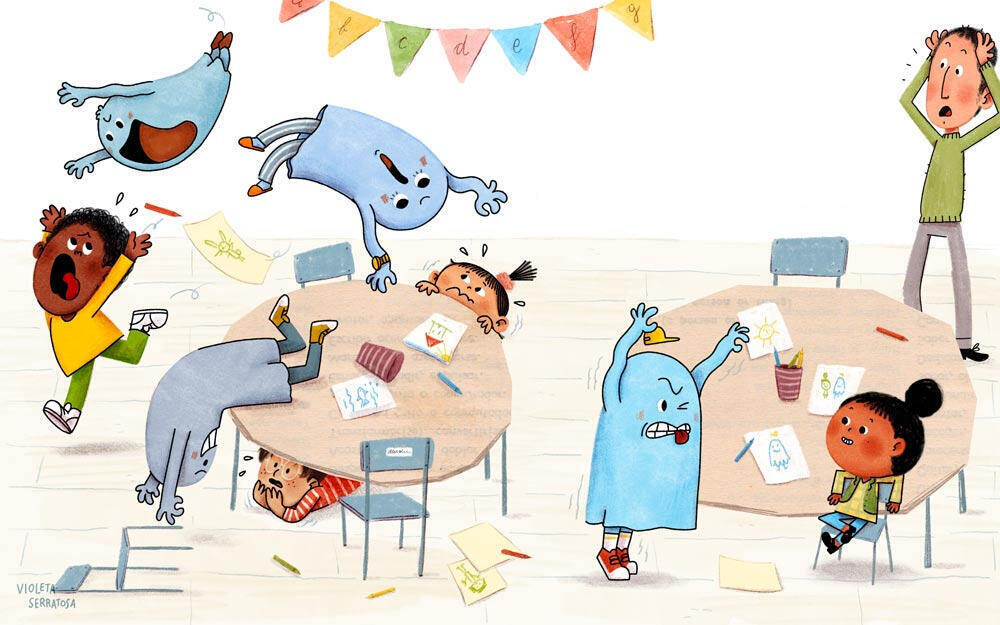Spread for The Giggling Ghost by Zoë Tucker and illustrated by Violeta Serratosa. ©Violeta Serratosa. All Rights Reserved