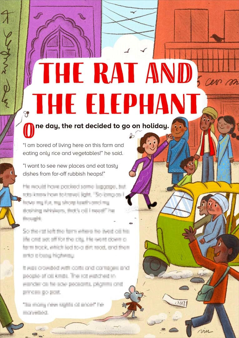 The Rat and the Elephant full page for Storytime Magazine, 2025